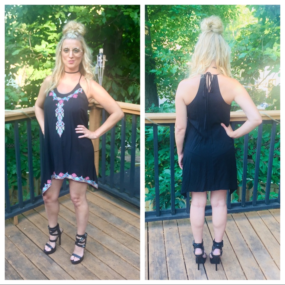 Black tie neck summer dress